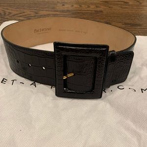 Intermix embossed leather black belt size small